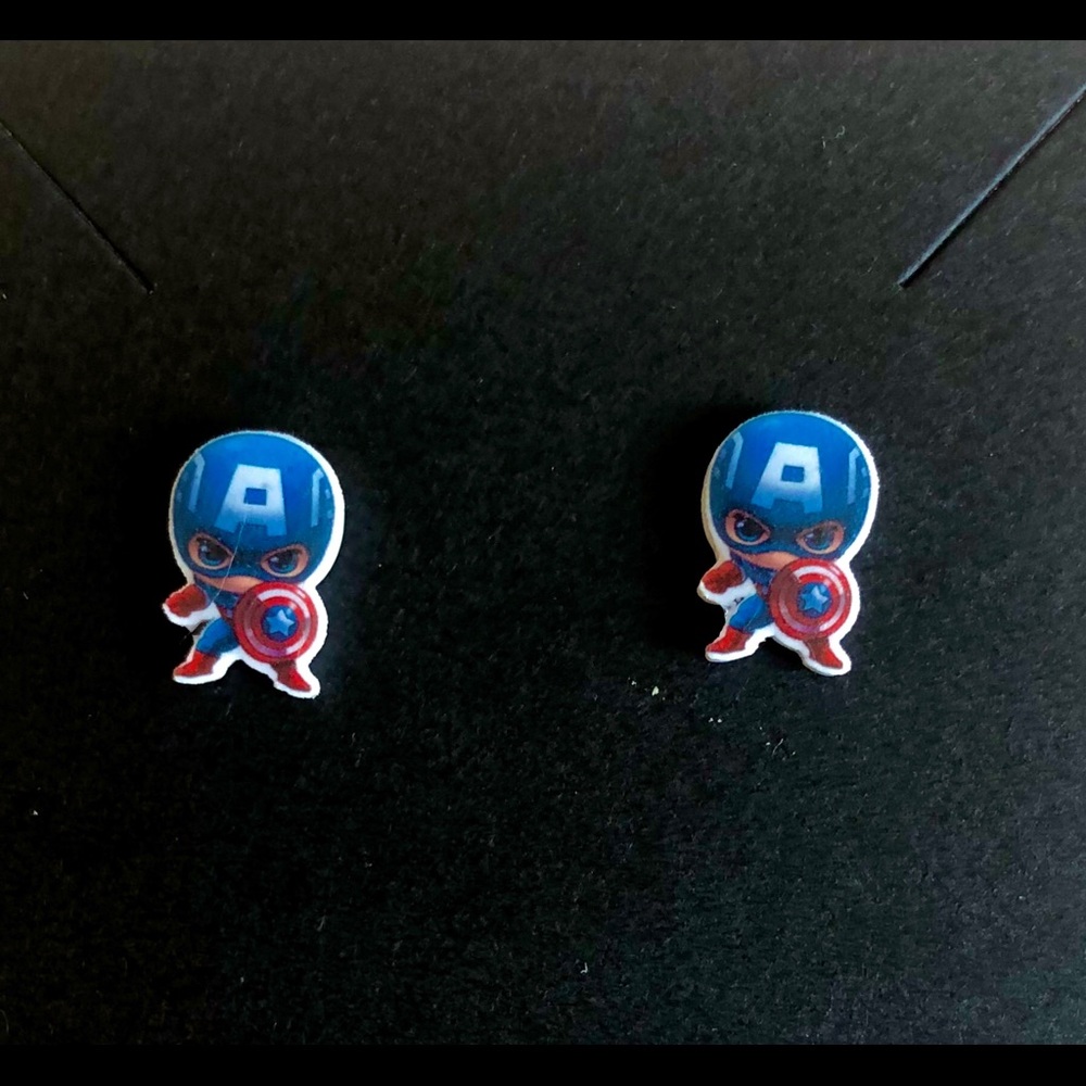 Acrylic Captain America stud earrings
